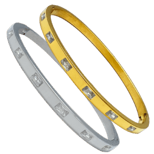 Stainless Steel CZ Bangle Bracelet