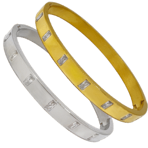 Stainless Steel CZ Bangle Bracelet