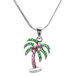 Fashion Necklace with Jeweled Palm Tree charm