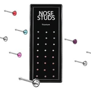Grade 23 Titanium Jeweled 20GA. Nose Bone Pack