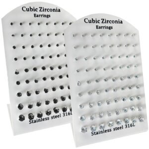 Stainless Steel Round cz Stud Display 36 Pairs