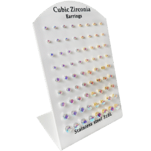 Stainless Steel / Gold Setting Crystal AB Ear Stud Display 36 Pairs