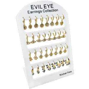 Evil Eye Fashion Earring Display 16 Pairs