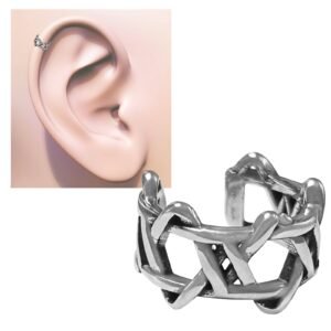 Stainless Steel Star of David Ear Cuff