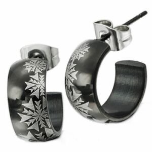 Stainless Steel and Black PVD Hoop Earrings