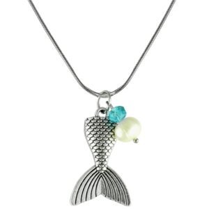Fashion Necklace w/ Mermaid Tail & Sea Life Charms