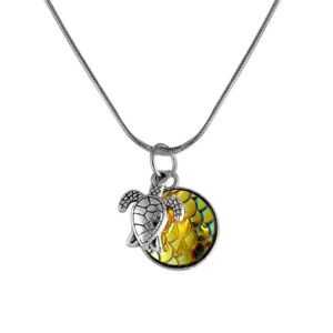 Fashion Necklace w/ Turtle & Fish Scales Charm