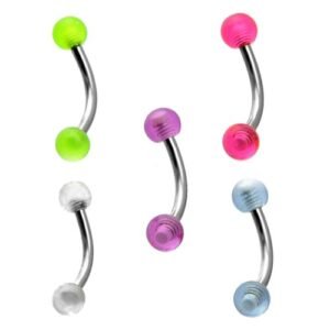 24pcs PCK - 16GA. Glow-in-Dark Curved Surgical Steel Barbell