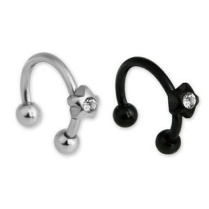 16GA Surgical Steel Circular Barbell With Star And Small CZ Stone -316L