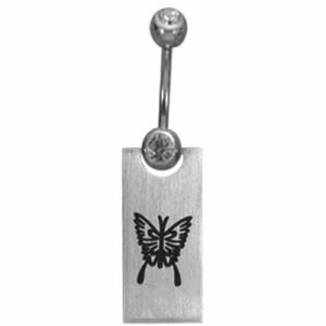 Surgical Steel Dangle Belly Ring - Tribal Butterfly Design