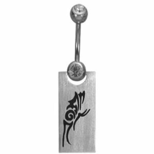 Surgical Steel Dangle Belly Ring - Tribal Grasshopper Design