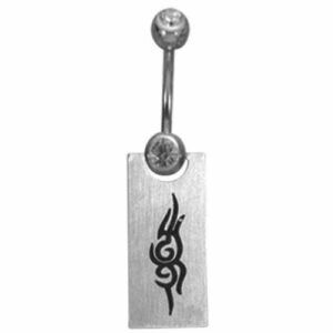 Surgical Steel Dangle Belly Ring - Tribal Design