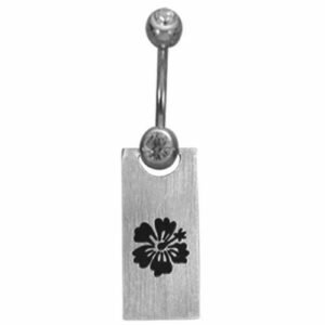 Surgical Steel Dangle Belly Ring - Hibiscus Design