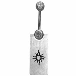 Surgical Steel Dangle Belly Ring - Tribal Sun Design