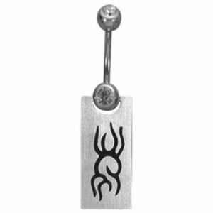 Surgical Steel Dangle Belly Ring - Tribal Design