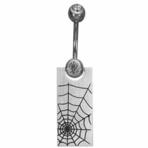 Surgical Steel Dangle Belly Ring - Spider Web Design