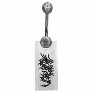 Surgical Steel Dangle Belly Ring - Tribal Design