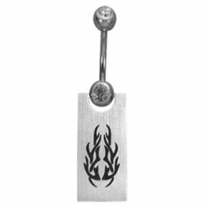 Surgical Steel Dangle Belly Ring - Tribal Fire Design