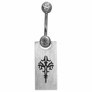 Surgical Steel Dangle Belly Ring - Tribal Cross Design
