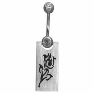 Surgical Steel Dangle Belly Ring - Tribal Flower Design