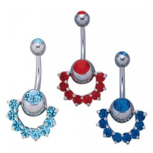 Surgical Steel Double Jeweled Barbell With 8 Stone Slave Ring