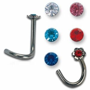 Jeweled Surgical Steel Nose Screw -18GA