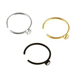 Surgical Steel Nose Hoop With Clear Colored Stone