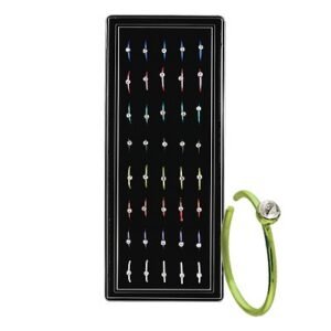 40pcs Mix Colors Anodized Surgical Steel Jeweled Nose Rings