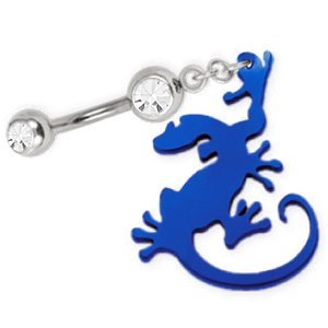 Surgical Steel Dangling Gecko Belly Ring