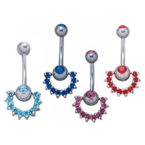 Beautiful Small Double Jeweled Belly Ring With 10 Stone Slave Ring