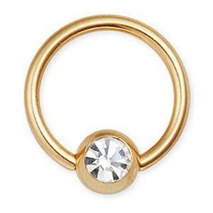 Surgical Steel Ball Closure Ring With CZ Crystal