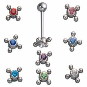Surgical Steel Flower Barbell With Center Stone