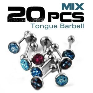 20pcs PCK - Surgical Steel Tongue Epoxy Coated Barbell Package