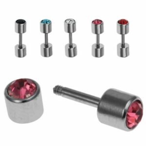 Surgical Steel Un-Plug With Stones