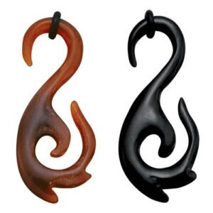 8GA. Organic Horn & Bone Expander With Tribal Design