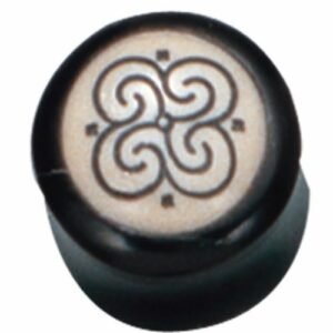 12mm - (1/2") Organic Horn & Bone Plug w/ Tribal Design Inlay