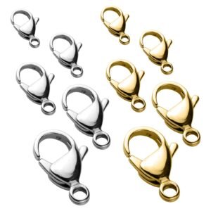 12 pcs Stainless Steel Lobster Clasp Closures