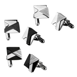Stainless Steel Cufflinks With Raised Geometric Design