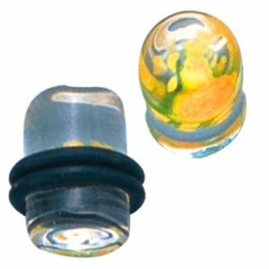 10mm Glass Plug With Yellow and Green Inlay