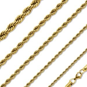 Stainless Steel Gold PVD Rope Chain