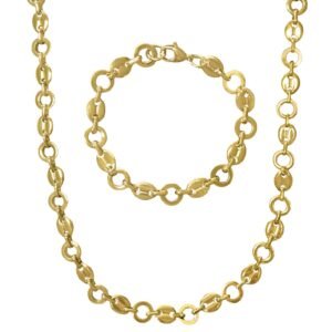 Stainless Steel Gold PVD Circle & Mariner Chain Set