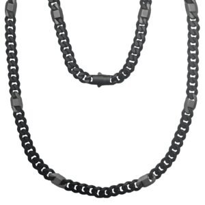 Matte Black Stainless Steel Cuban Chain Necklace