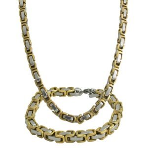 Two Tone Necklace & Bracelet Set