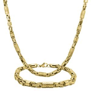 Stainless Steel Gold Pvd Box Byzantine Chain Set