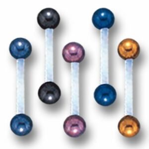 16GA - Clear PTFE Straight Barbell w/ Titanium Ball