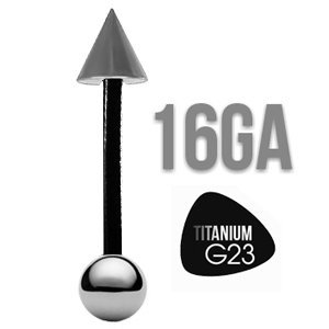 16GA PTFE Straight Barbell w/ Titanium Ball & Spike