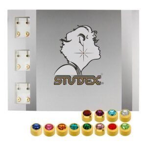 BirthStone - Gold Plated Sterilized Ear Piercing Studs with CZ Stones - 12 Pairs