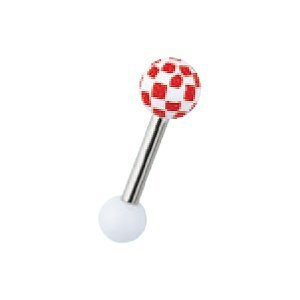 Red Checkered Flag Graphics on Barbell Cartilage Earing For Tragus/Helix Piercings