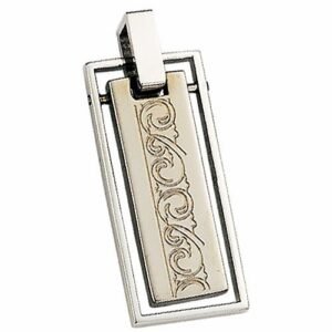 Stainless Steel Moveable Pendant - Etched Design on Black Background