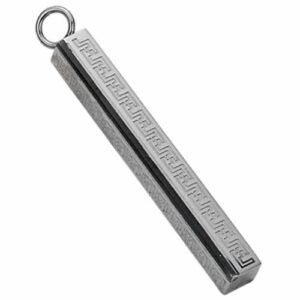 Stainless Steel Pendant with Etched Design and Black Stripe